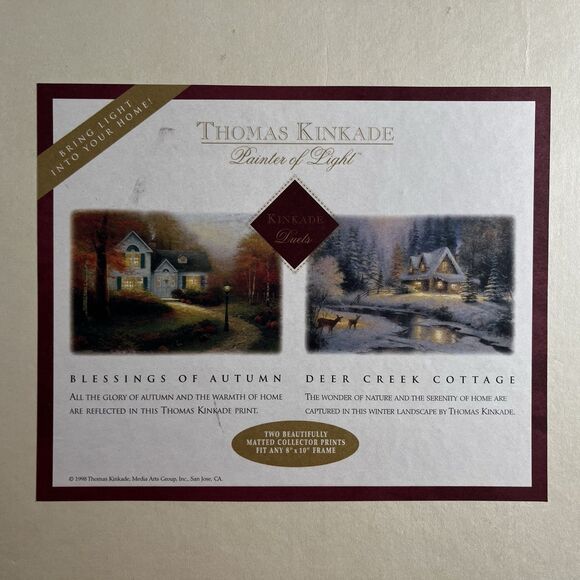 Vintage 1998 Thomas Kinkade Seasons Collection Set of 2 Deer Creek & Autumn - Picture 1 of 7